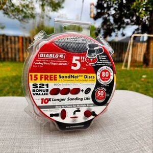 Diablo Ros Disc Sandpaper 5" 80 Grit Bonus 15 Sandnet Application Pad 50 per Pkg